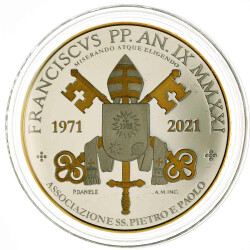 5 Euro Gedenkmünze Vatikan 2021 Silber teilvergoldet PP - 50. Jahrestag Peter und Paul