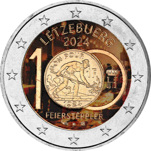 2 Euro Luxemburg 2024 - 100 Jahre Franken - coloriert / mit Farbe