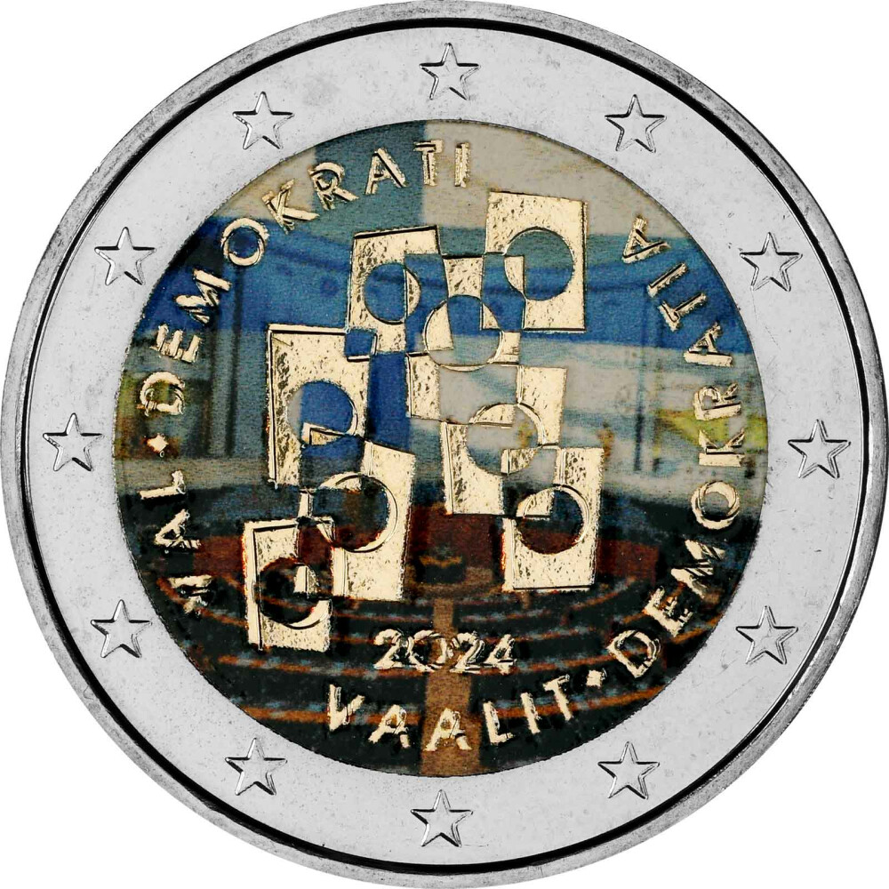 2 Euro Finnland 2024 Wahlen und Demokratie coloriert / mit Farbe