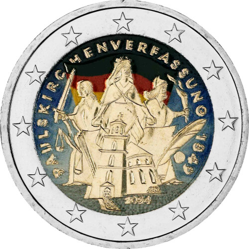 2 Euro Deutschland 2024 - Paulskirchenverfassung - coloriert / mit Farbe