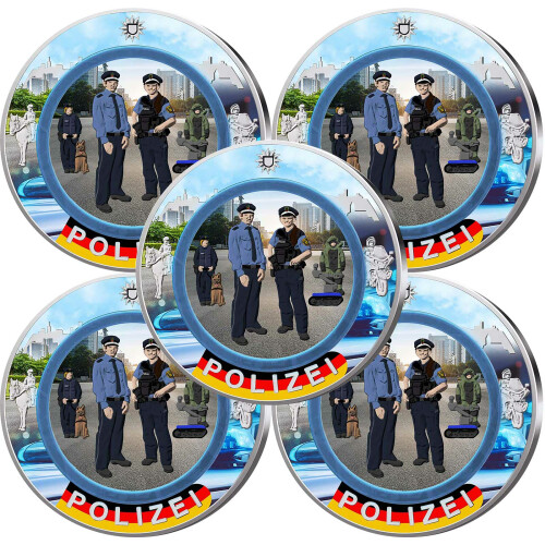 5 x 10 Euro Deutschland 2024 - Polizei - ADFGJ - coloriert / mit Farbe