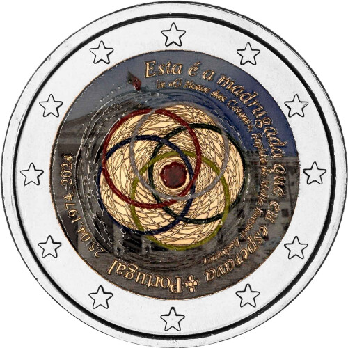 2 Euro Portugal 2024 - 50. Jahrestag der Nelkenrevolution - coloriert / mit Farbe