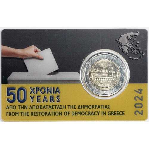 2 Euro Gedenkmünze Griechenland 2024 st - 50. Jahrestag der Demokratie - CoinCard Wahlurne