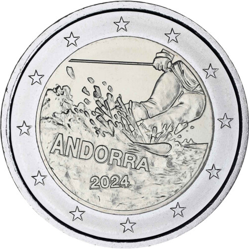 2 Euro Gedenkmünze Andorra 2024 st - 100 Jahre Skisport