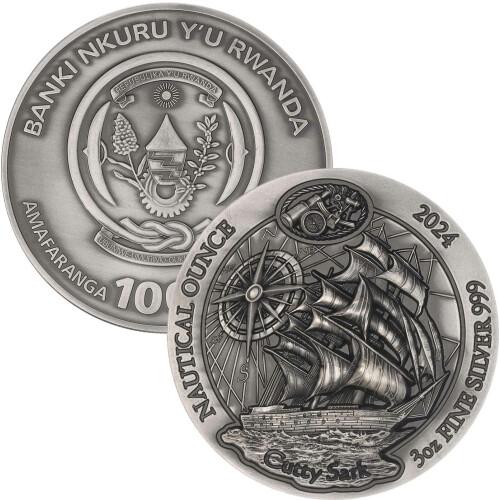 1000 Francs Ruanda 2024 - 3 Unzen High Relief Silber BU - Cutty Sark