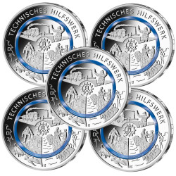 5 x 10 Euro Gedenkmünze Deutschland 2025 bfr. - THW...