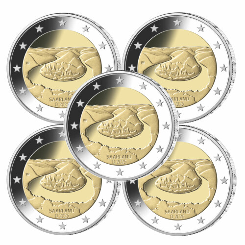 5 x 2 Euro Gedenkmünze Deutschland 2025 bfr. - Saarschleife (A-J)