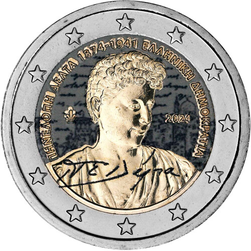 2 Euro Griechenland 2024 - Penelope Delta - coloriert / mit Farbe