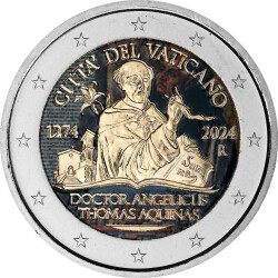 2 Euro Vatikan 2024 - Thomas von Aquin - coloriert / mit...