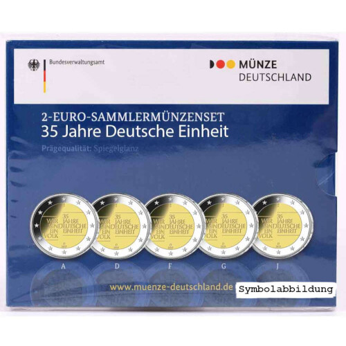 5 x 2 Euro Gedenkmünze Deutschland 2025 PP - 35 Jahre Einheit - im Blister