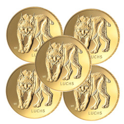 5 x 20 Euro Goldmünze "Luchs" -...