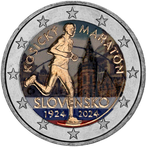 2 Euro Slowakei 2024 - Kosice-Marathon - coloriert / mit Farbe