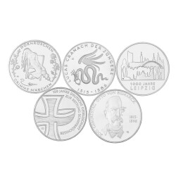 Jahressatz: 5 x 10 Euro Deutschland 2015 CuNi bfr. - Alle...