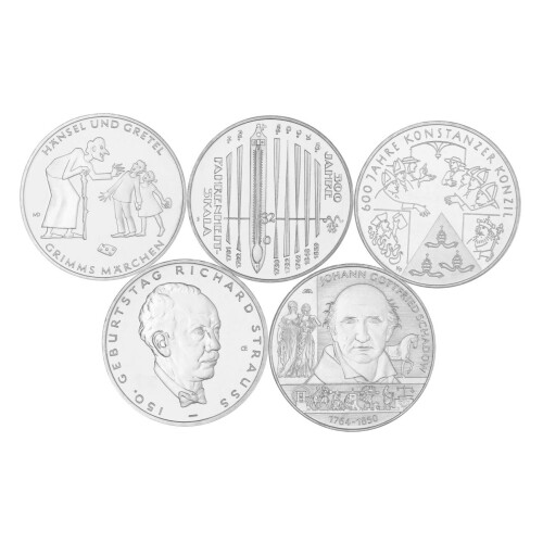 Jahressatz: 5 x 10 Euro Deutschland 2014 CuNi bfr. - Alle fünf Ausgaben!