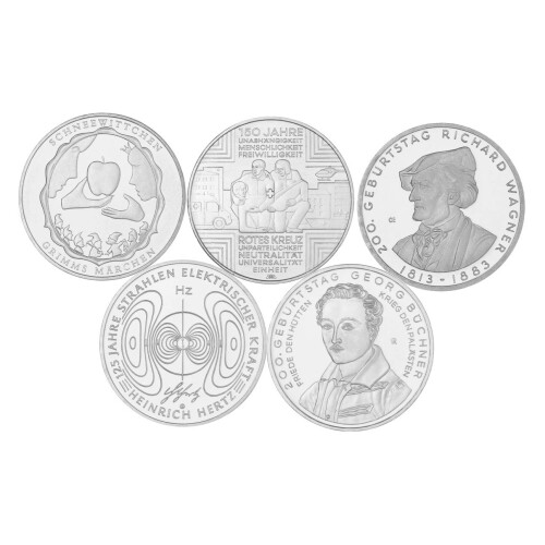 Jahressatz: 5 x 10 Euro Deutschland 2013 CuNi bfr. - Alle fünf Ausgaben!