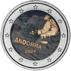 2 Euro Andorra 2024 - 100 Jahre Skisport - coloriert /...