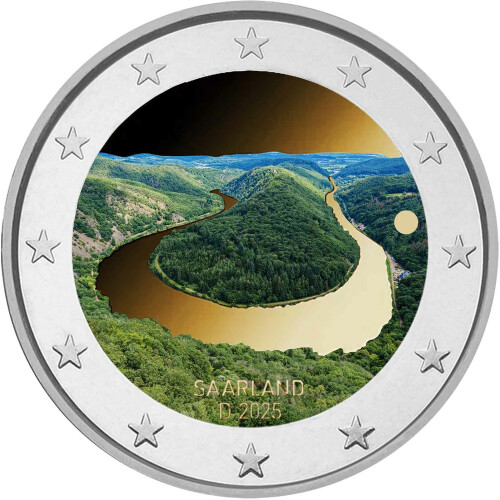2 Euro Deutschland 2025 - Saarschleife - coloriert / mit Farbe