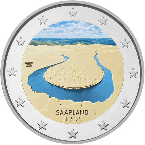 2 Euro Deutschland 2025 - Saarschleife - coloriert / mit Farbe