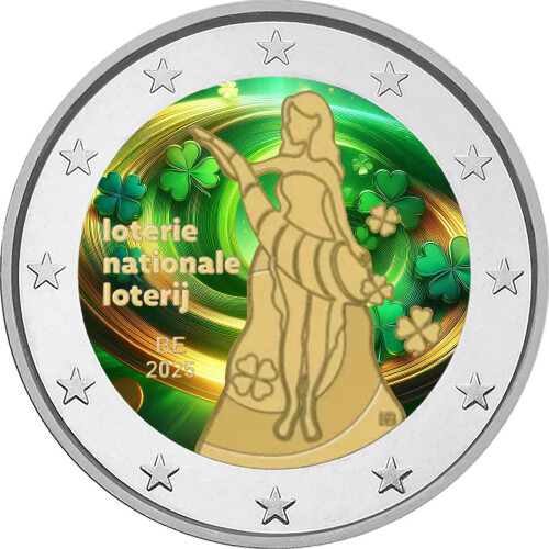 2 Euro Belgien 2025 - Nationallotterie - coloriert / mit Farbe
