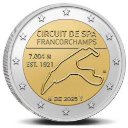 2 Euro Gedenkmünze Belgien 2025 st - Rennstrecke Spa...