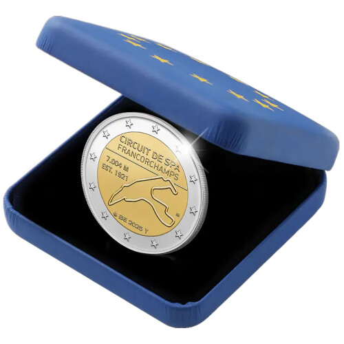 2 Euro Gedenkmünze Belgien 2025 PP - Rennstrecke Spa - im Etui