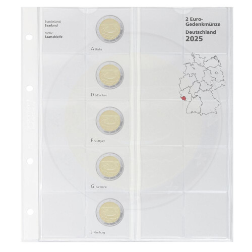Kopie von Karat Vordruckbatt 2 Euro-Gedenkmünzen "Saarland 2025" aus der Serie Deutsche Bundesländer 2023-2038
