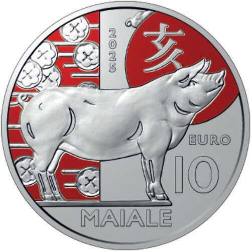 10 Euro Gedenkmünze San Marino 2025 CuNi - Schwein