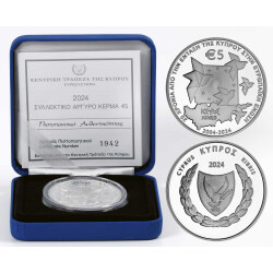 5 Euro Gedenkmünze Zypern 2024 Silber PP - 20 Jahre EU Beitritt