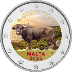 2 Euro Malta 2025 - maltesischer Ochse - coloriert / mit...