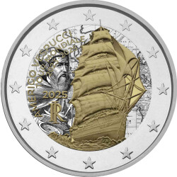2 Euro Italien 2025 - Amerigo Vespucci - coloriert / mit...