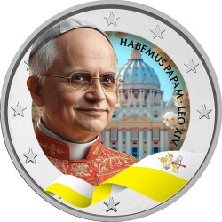 2 Euro Papst Leo XIV im Vatikan coloriert / mit Farbe