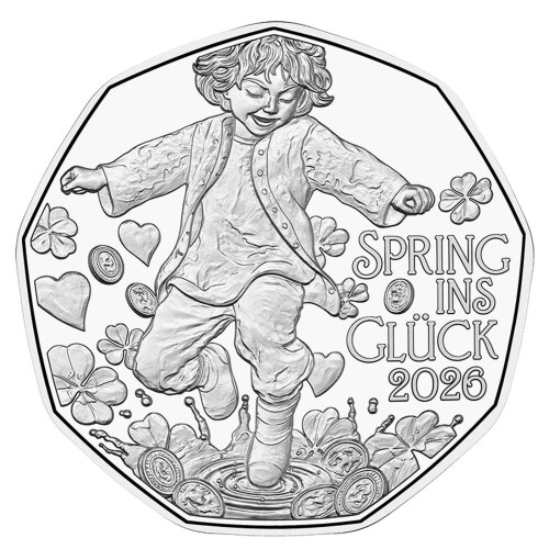 5 Euro Gedenkmünze Österreich 2026 Silber hgh - Neujahr 2026 Spring ins Glück