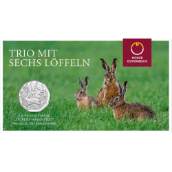 5 Euro Gedenkmünze Österreich 2026 Silber hgh - Dürers Hasentrio