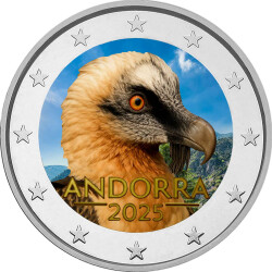 2 Euro Andorra 2025 - Bartgeier - coloriert / mit Farbe