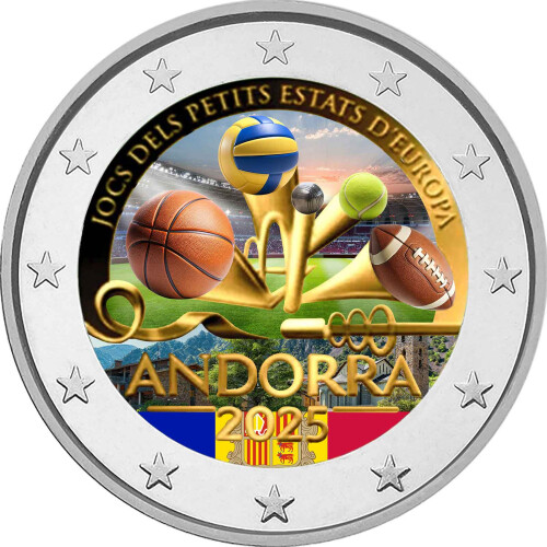 2 Euro Andorra 2025 - Kleinstaatenspiele - coloriert / mit Farbe