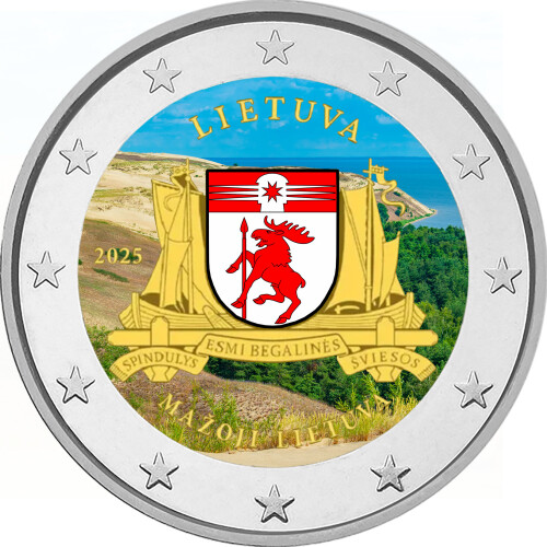 2 Euro Litauen 2025 - Mažajai Lietuvai - coloriert / mit Farbe