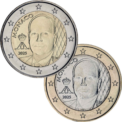 1 und 2 Euro Kursmünzen Set Monaco 2025 bankfrisch - neues Motiv