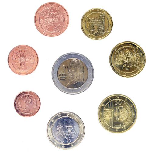 Kursmünzensatz Österreich lose - bankfrisch 2007 mit 2 Euro Römische Verträge