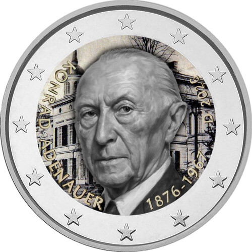 2 Euro Deutschland 2026 - Konrad Adenauer - coloriert / mit Farbe II