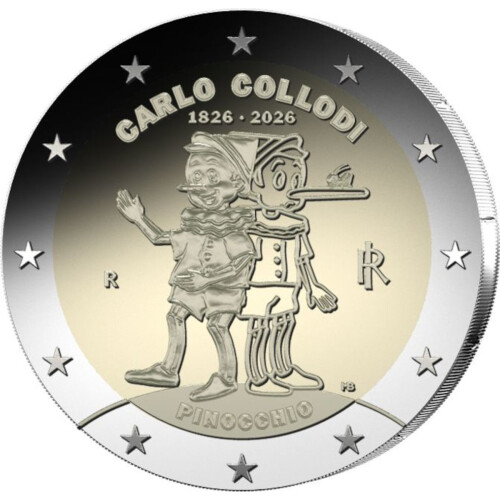 2 Euro Gedenkmünze Italien 2026 bfr. - Carlo Collodi Pinocchio