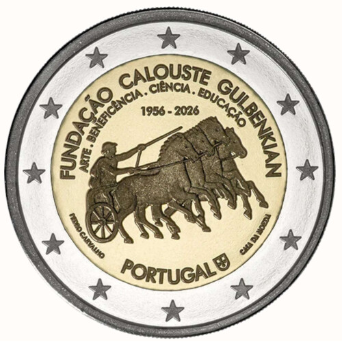 2 Euro Gedenkmünze Portugal 2026 bfr. - 70. Jahrestag Gulbenkian Stiftung