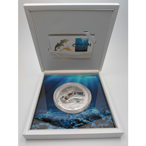 1 Kilo Silber Münze Ocean Five 2021 PP - Delfin - Auflage: 100!