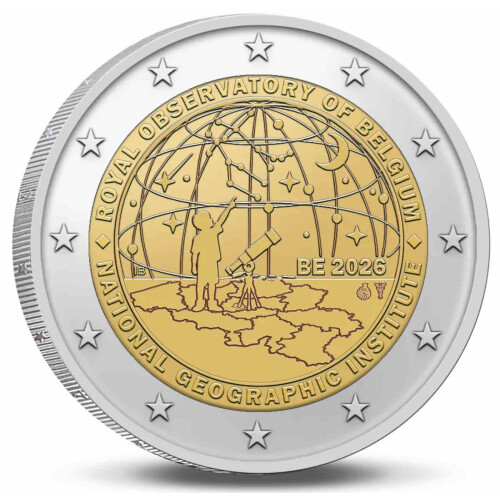 2 Euro Gedenkmünze Belgien 2026 st - Geografisches Institut - Blister