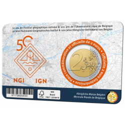 2 Euro Gedenkmünze Belgien 2026 st - Geografisches Institut - flämischer Blister (NL/ENG)