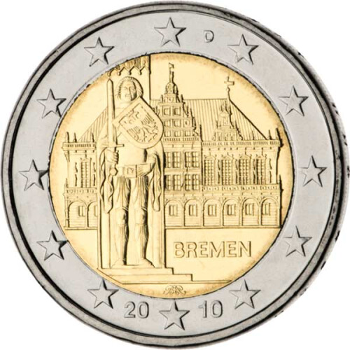 2 Euro Gedenkmünze Deutschland 2010 PP - Rathaus mit Roland (D)