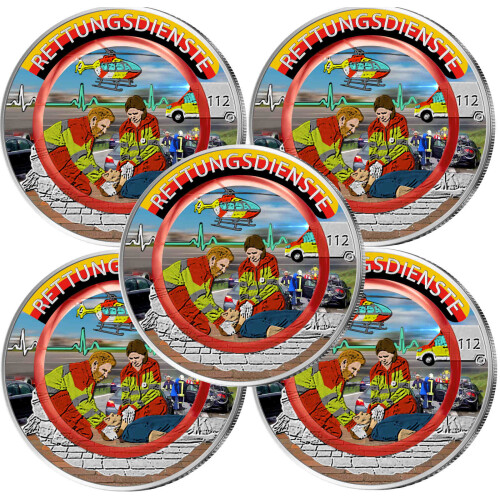 5 x 10 Euro Deutschland 2026 - Rettungsdienste - ADFGJ - coloriert / mit Farbe