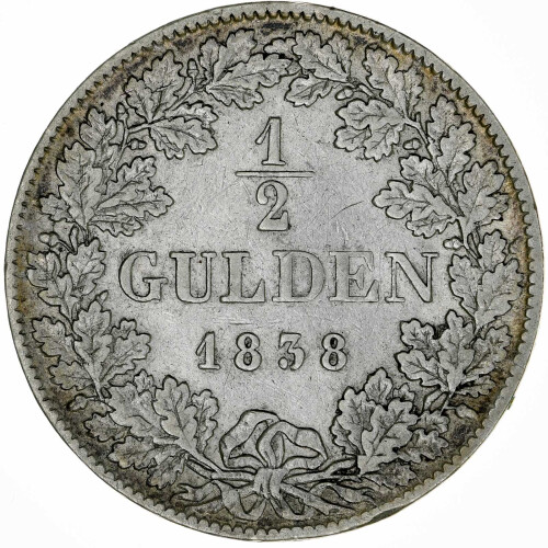 Württemberg 1/2 Gulden 1858 Wilhelm I. Silber ss KM#604