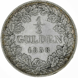 W&uuml;rttemberg 1/2 Gulden 1858 Wilhelm I. Silber ss...