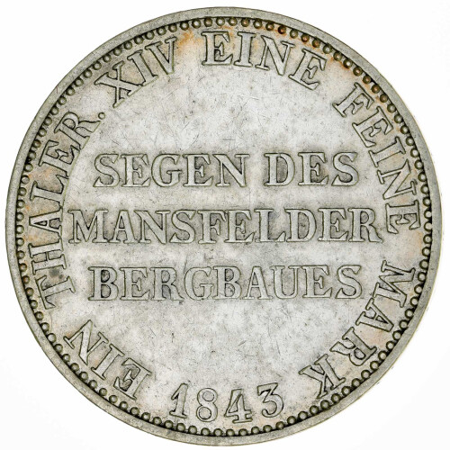 Preußen 1 Taler Vereinstaler 1843 A Friedrich Wilhelm IV Bergbau ss KM#446