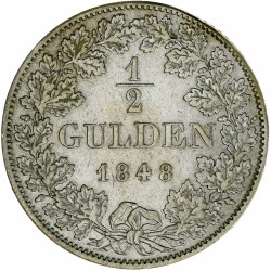Bayern 1/2 Gulden 1848 Maximilian II. Silber ss KM#825